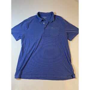 Crown Ivy‎ Polo Shirt Mens Large Blue Striped Short Sleeve Pocket Outdoor
